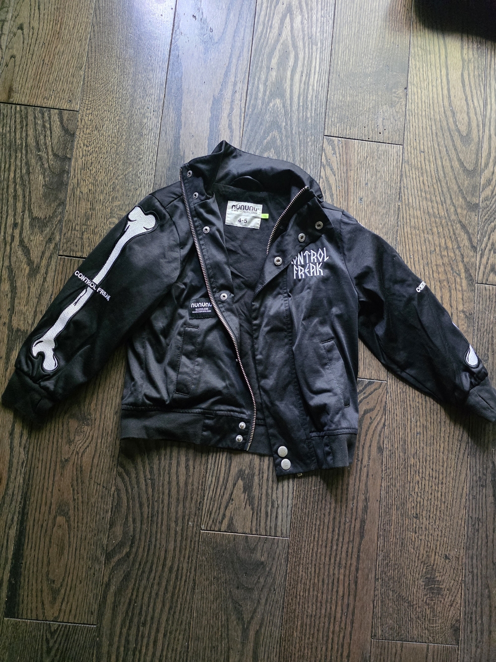nununu Black 'Control Freak' Jean-Style Kids Jacket with Bone Graphics